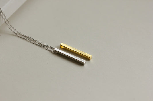 CATERINA Initial Bar Necklace (Sterling Silver/Gold Vermeil)