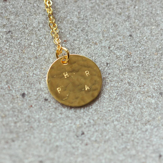 OLIVE Hidden Initial Hammered Disc Necklace (Gold Vermeil / Sterling Silver)