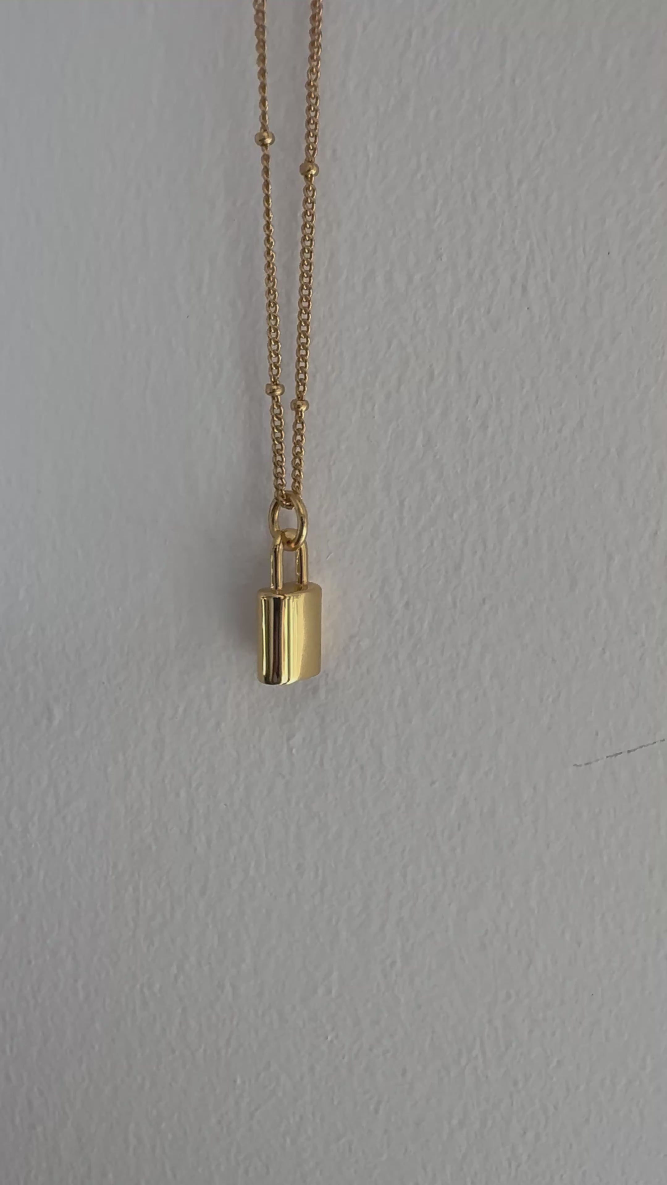 Gold vermeil initial lock necklace 