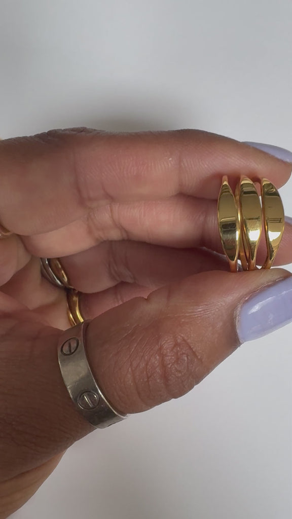 Waterproof, gold stainless steel, initial signet ring 