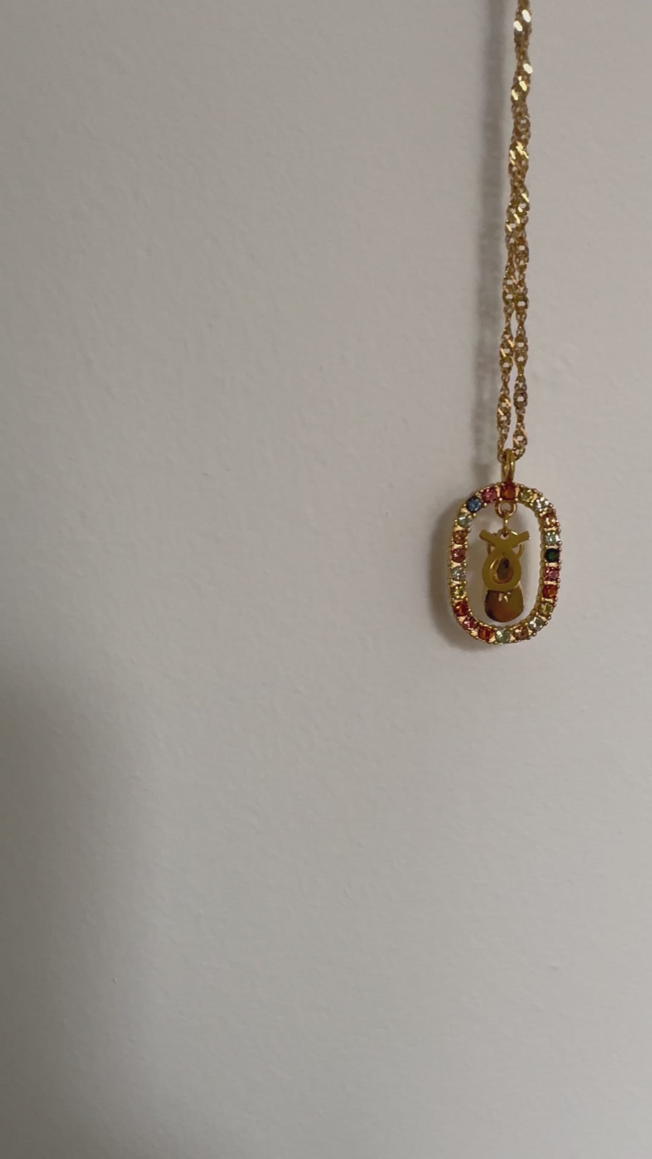 Zodiac initial necklace. Waterproof with coloured stones