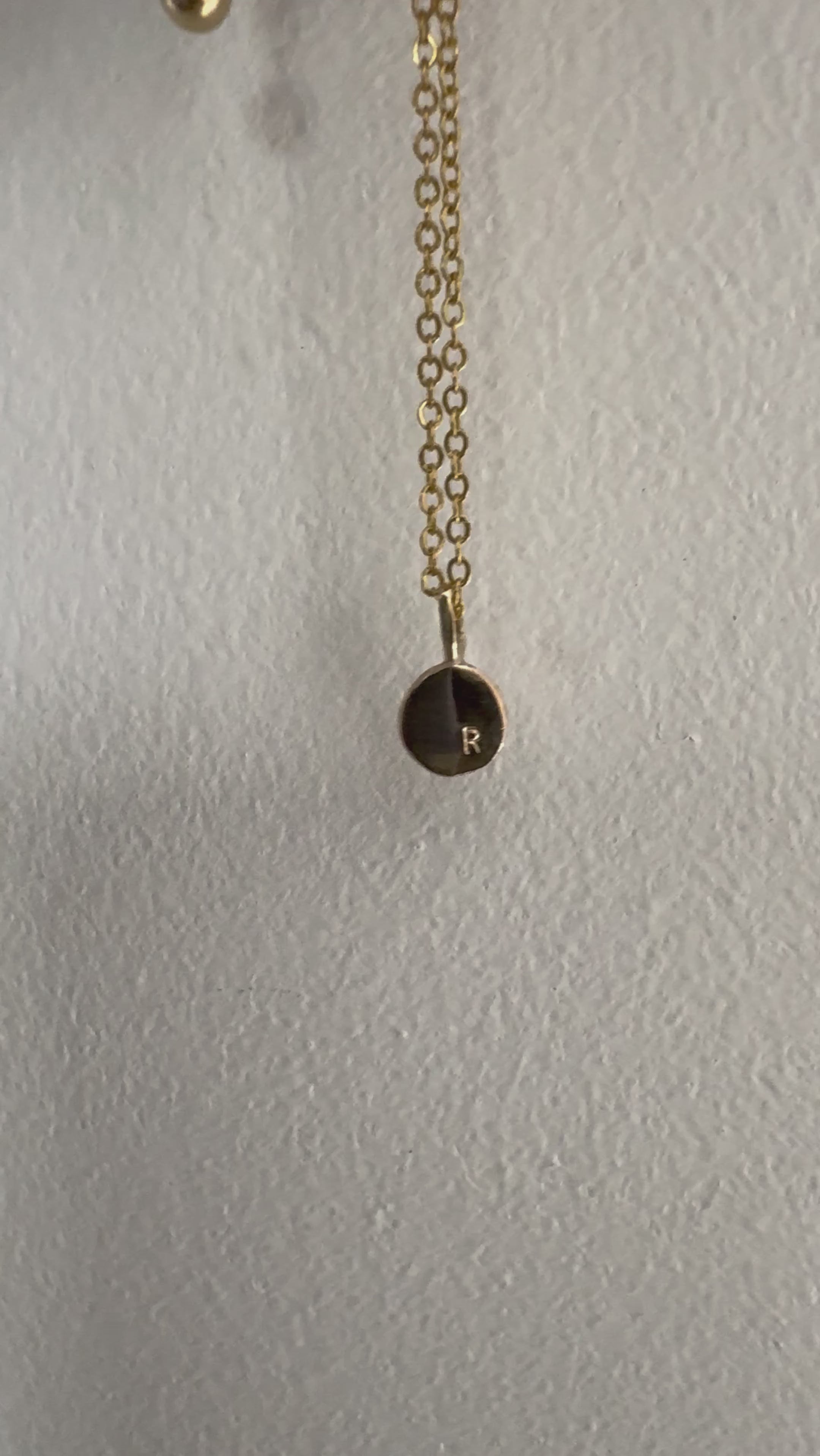 Handmade solid gold initial necklace 